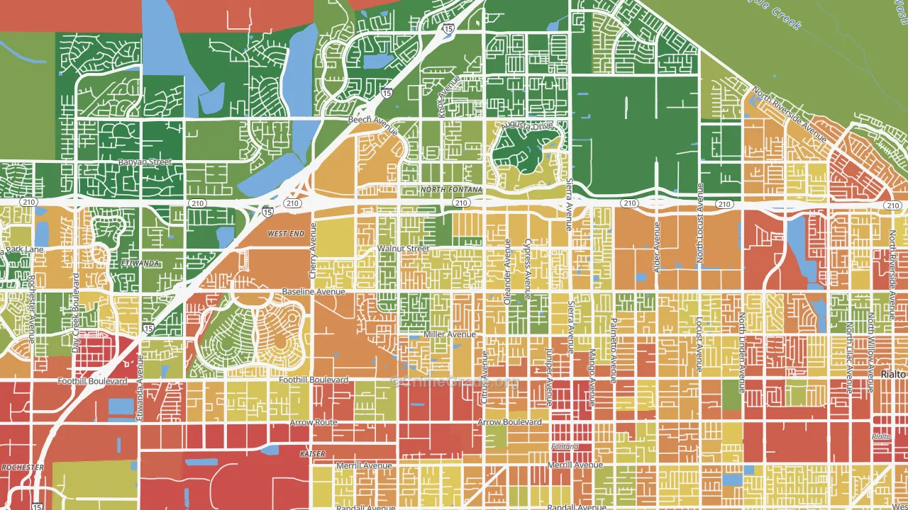92336, CA Map of Theft Rates