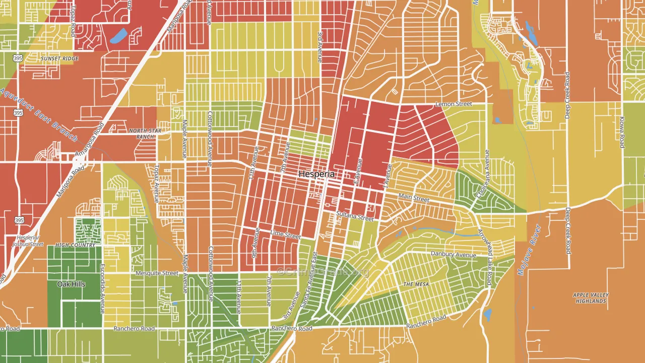 92345, CA Map of Theft Rates