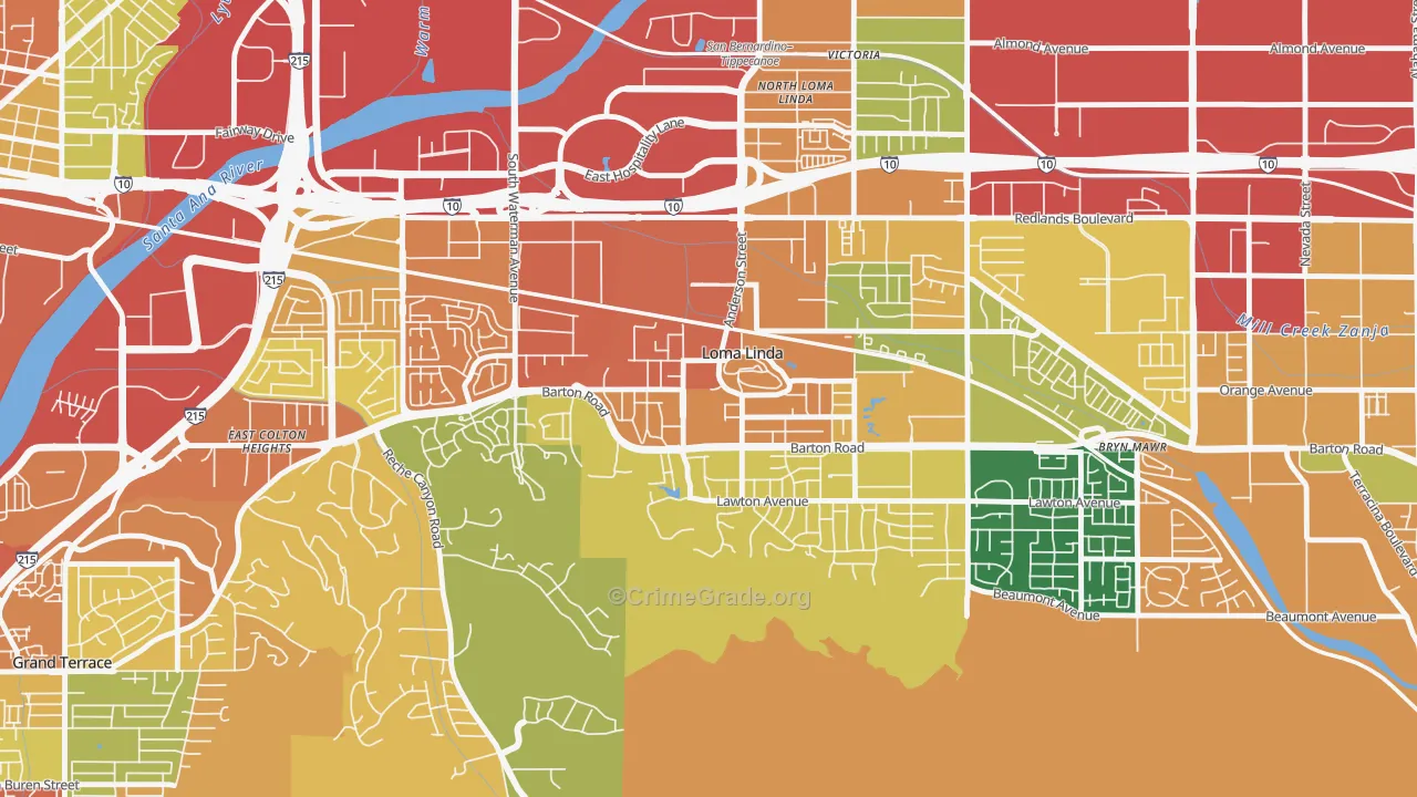 92350, CA Map of Theft Rates