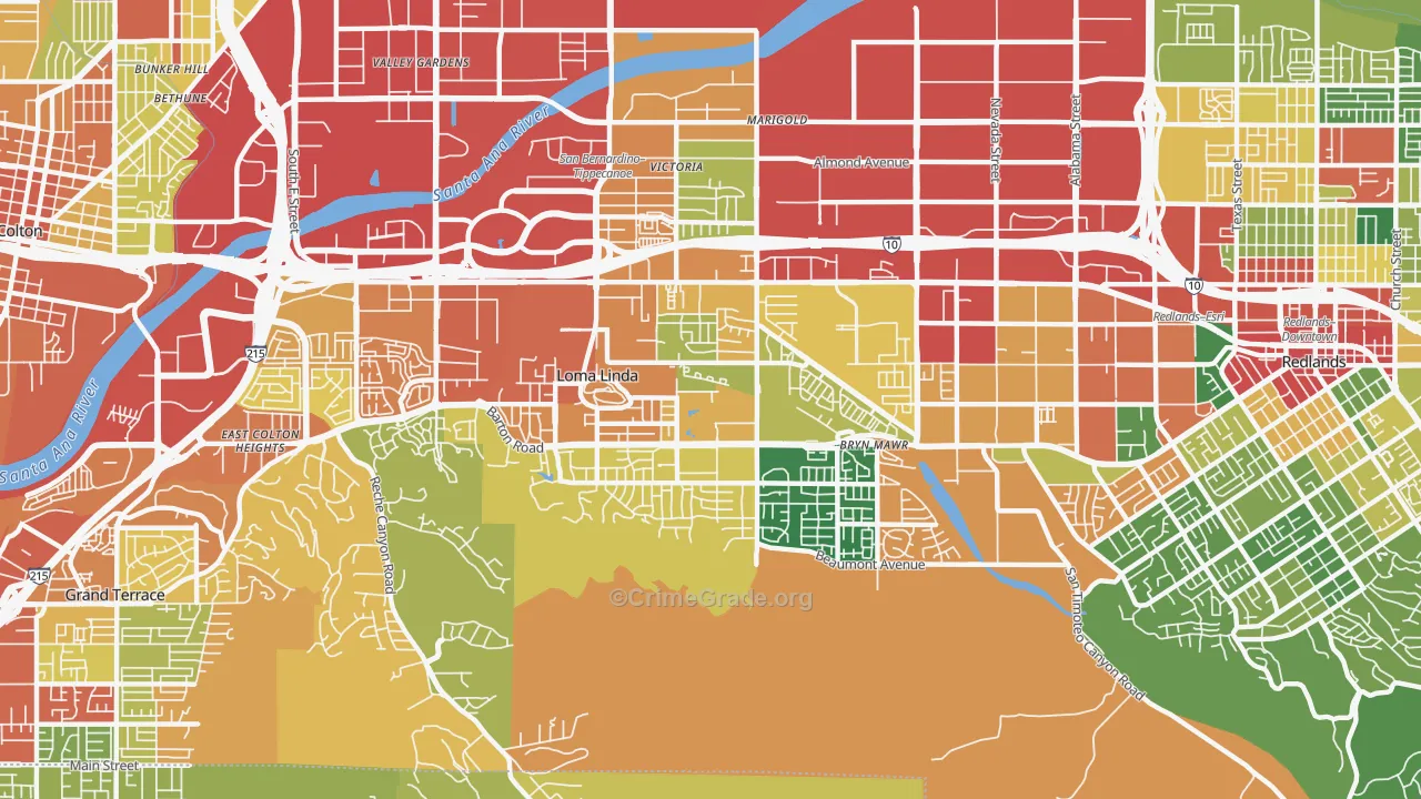 92354, CA Map of Theft Rates