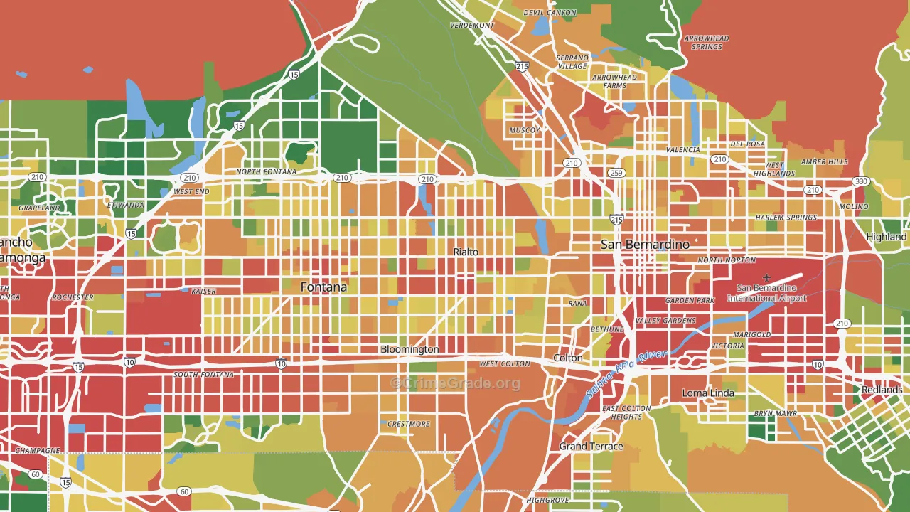 92376, CA Map of Theft Rates