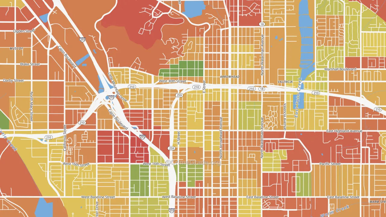 92405, CA Map of Theft Rates