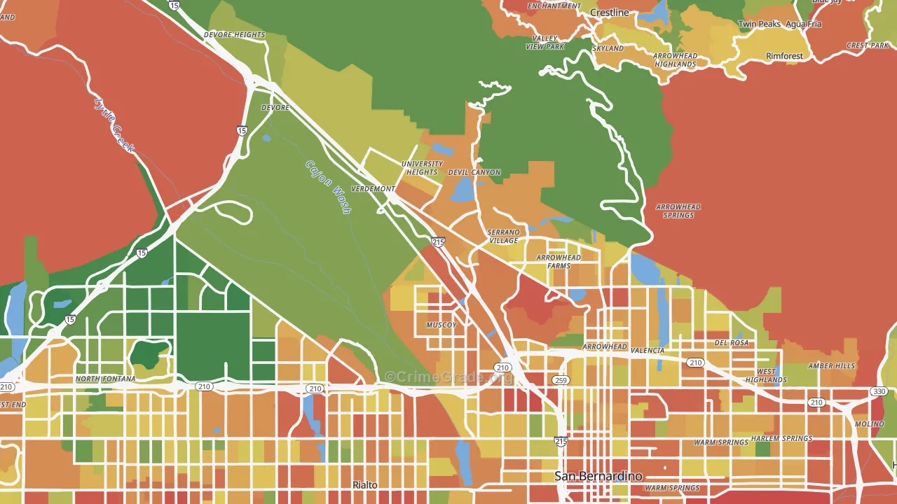92407, CA Map of Theft Rates