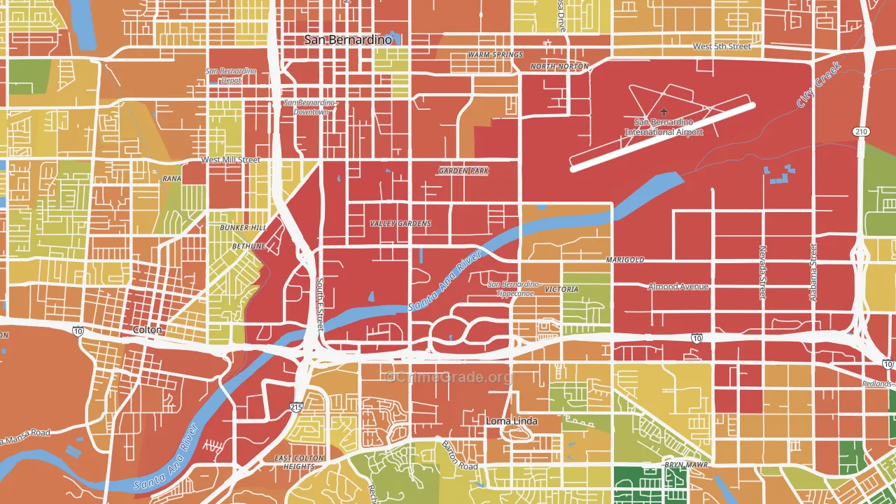 92408, CA Map of Theft Rates