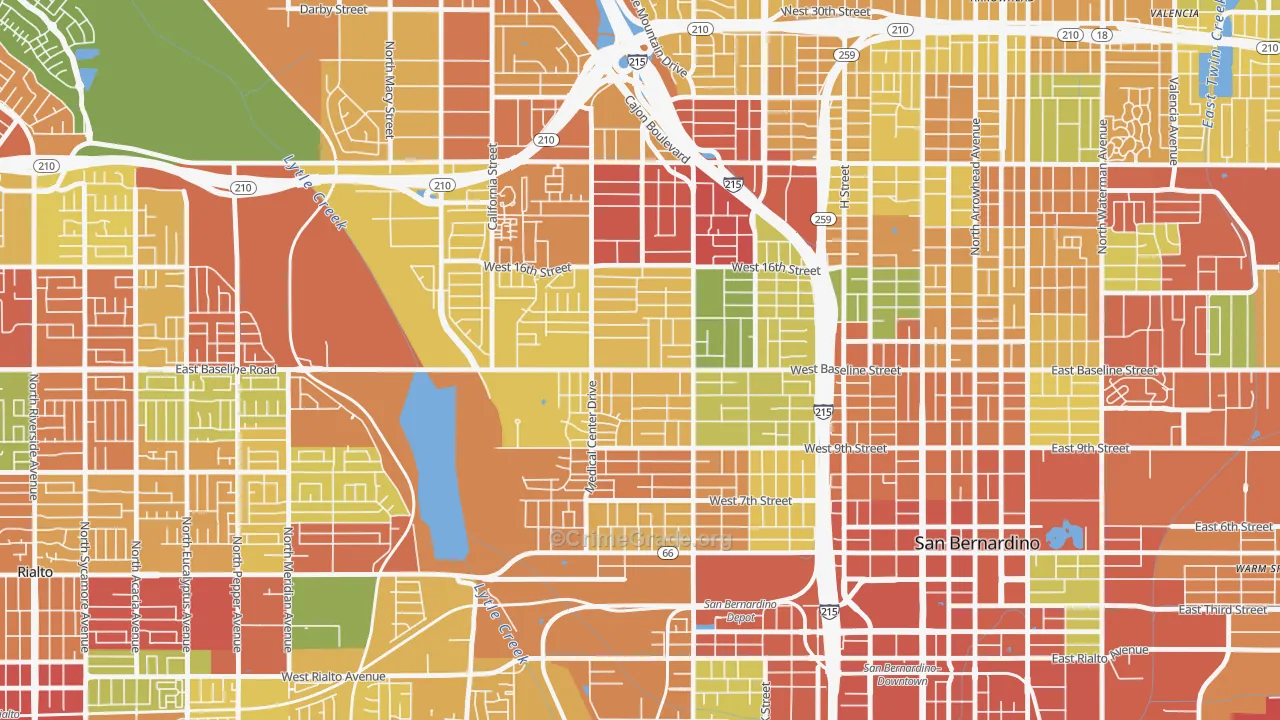 92411, CA Map of Theft Rates
