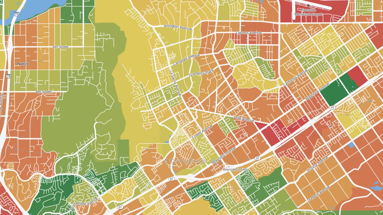 92505, CA Map of Theft Rates