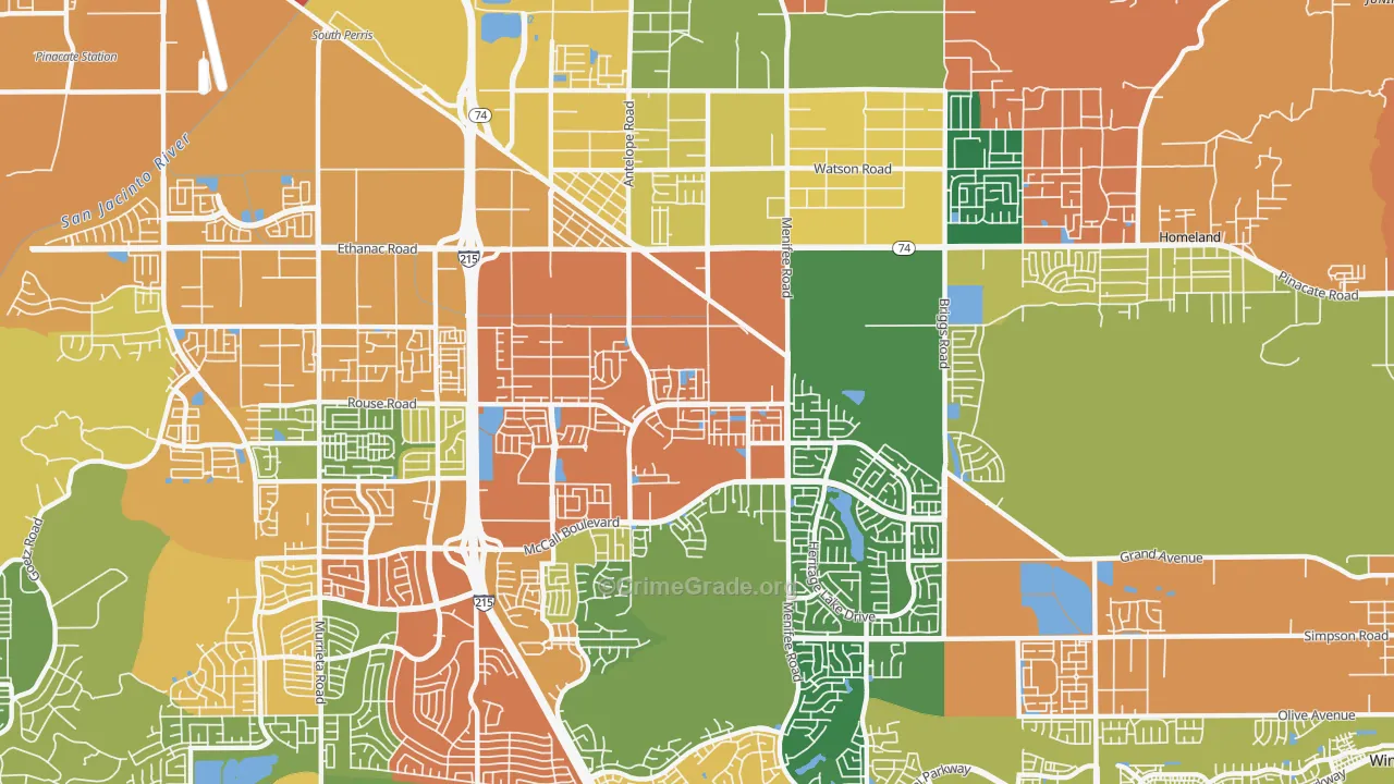92585, CA Map of Theft Rates