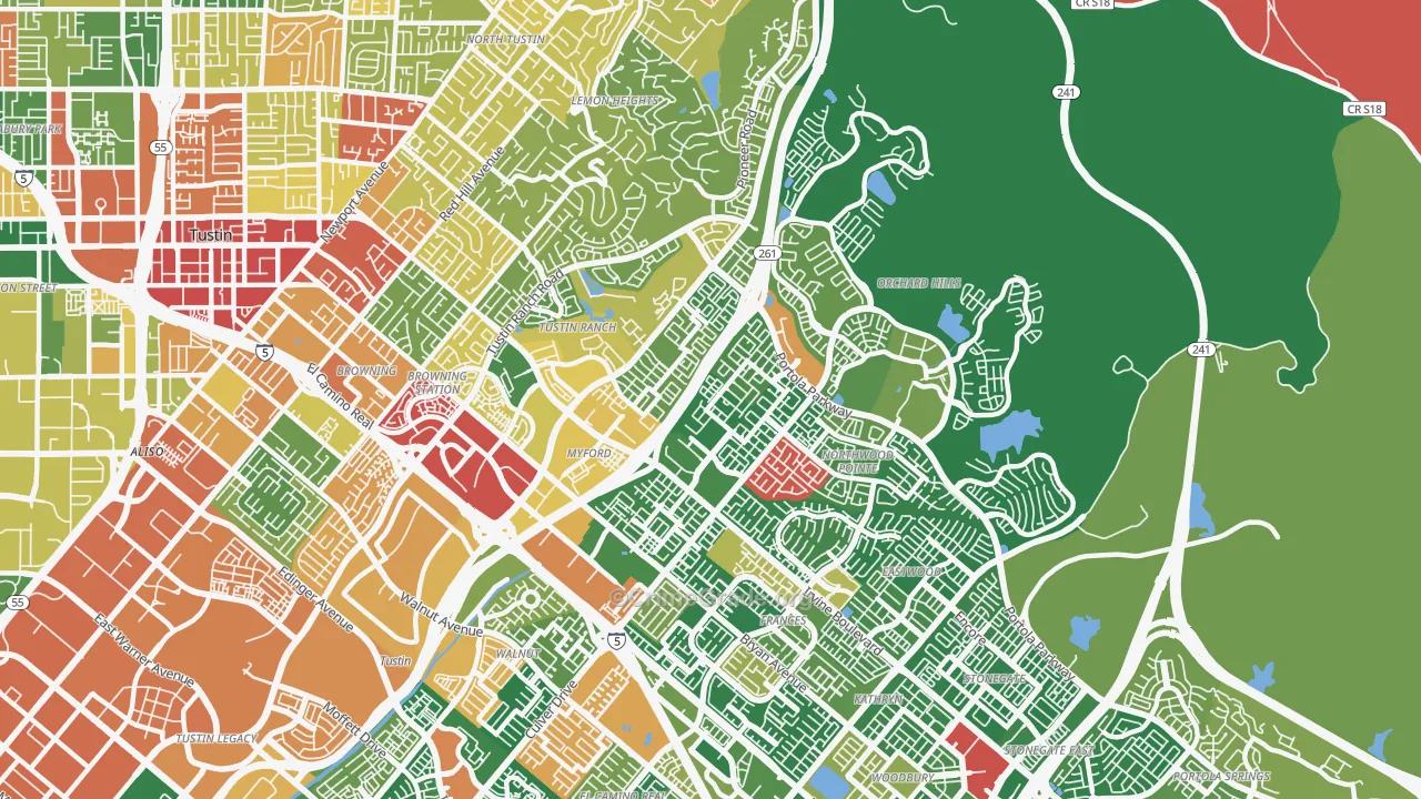 92602, CA Map of Theft Rates