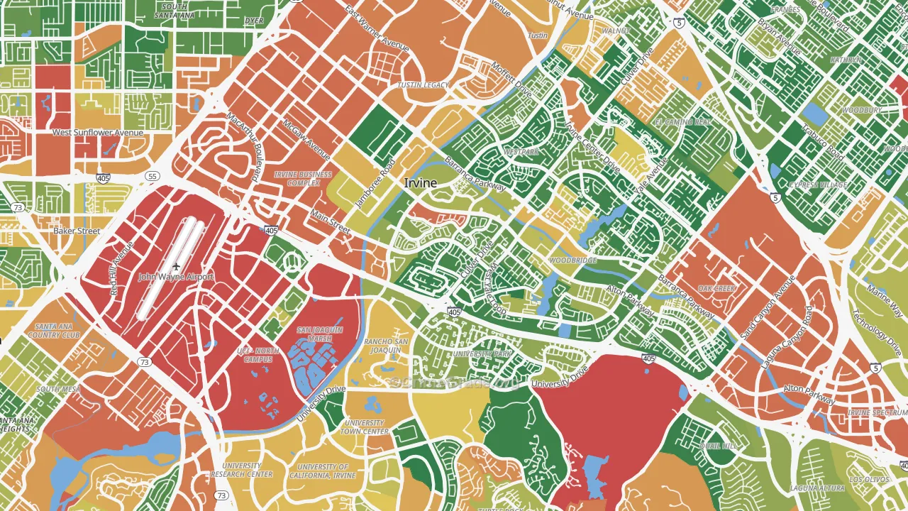 92614, CA Map of Theft Rates