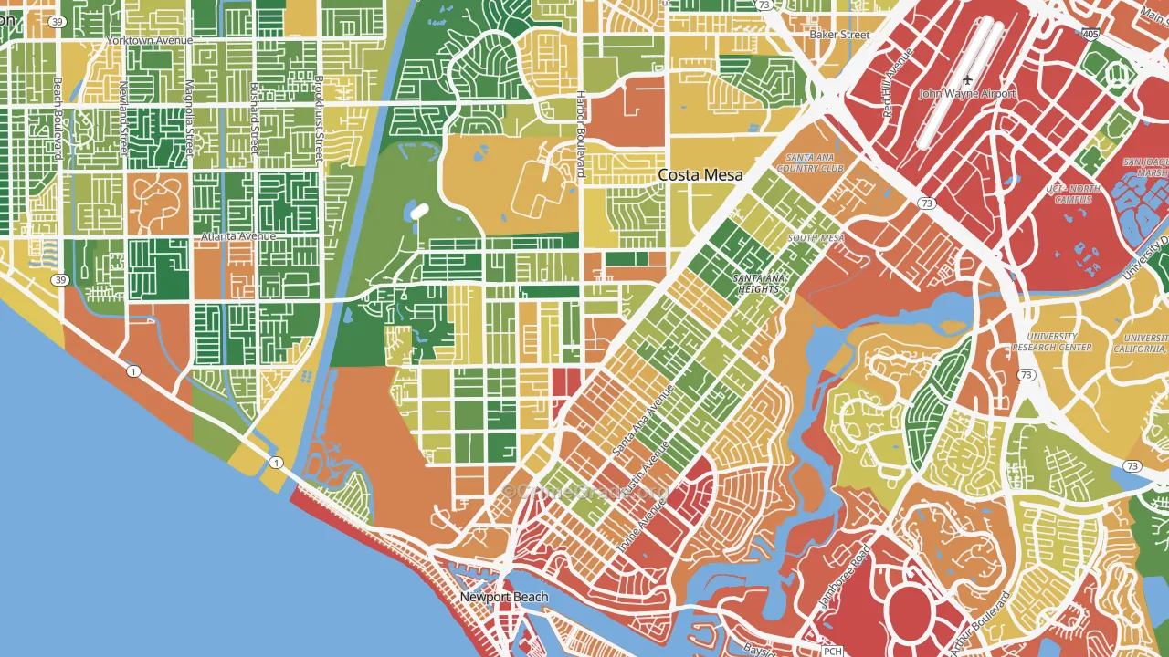 92627, CA Map of Theft Rates