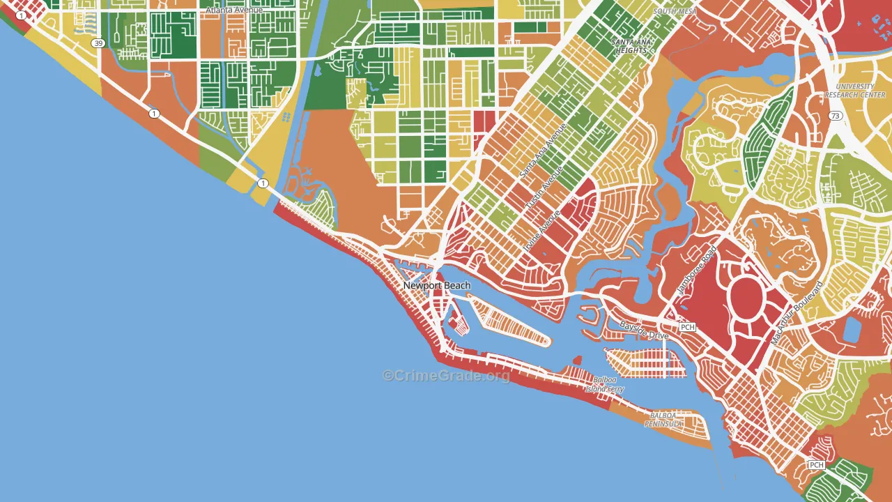 92663, CA Map of Theft Rates