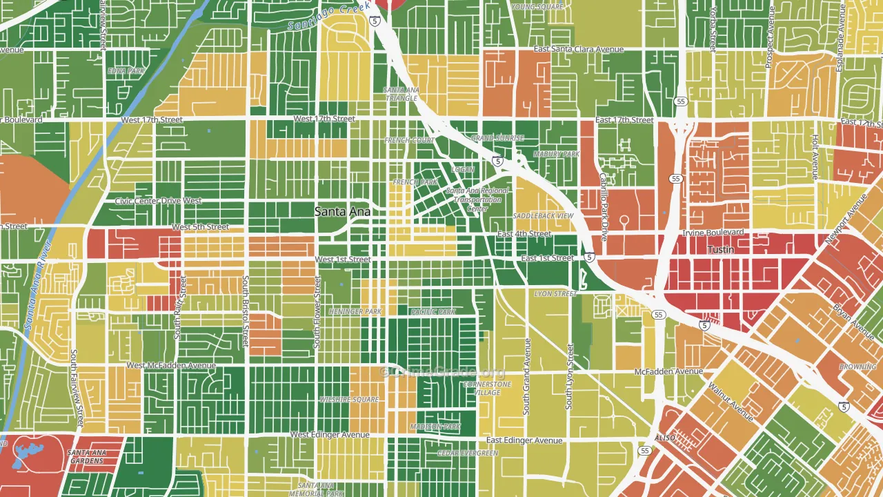 92701, CA Map of Theft Rates