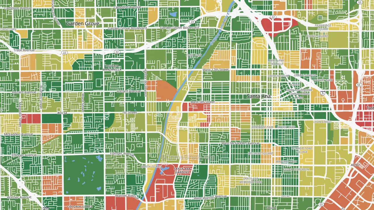 92703, CA Map of Theft Rates