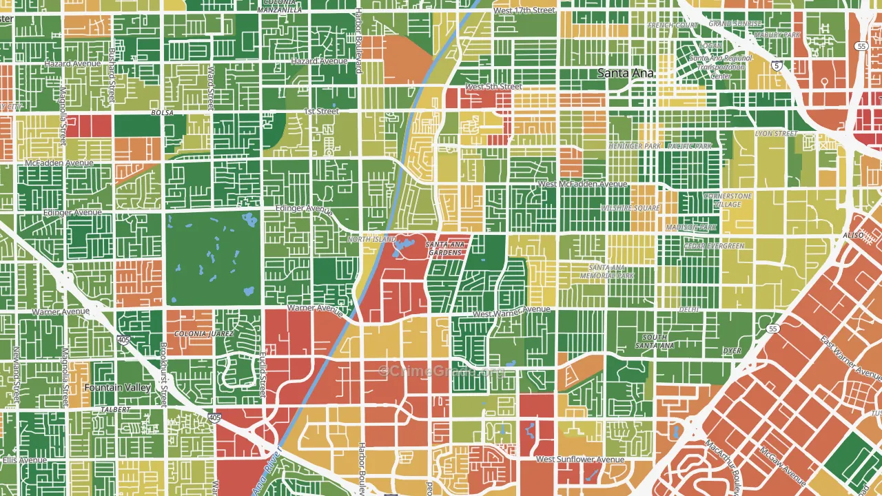 92704, CA Map of Theft Rates