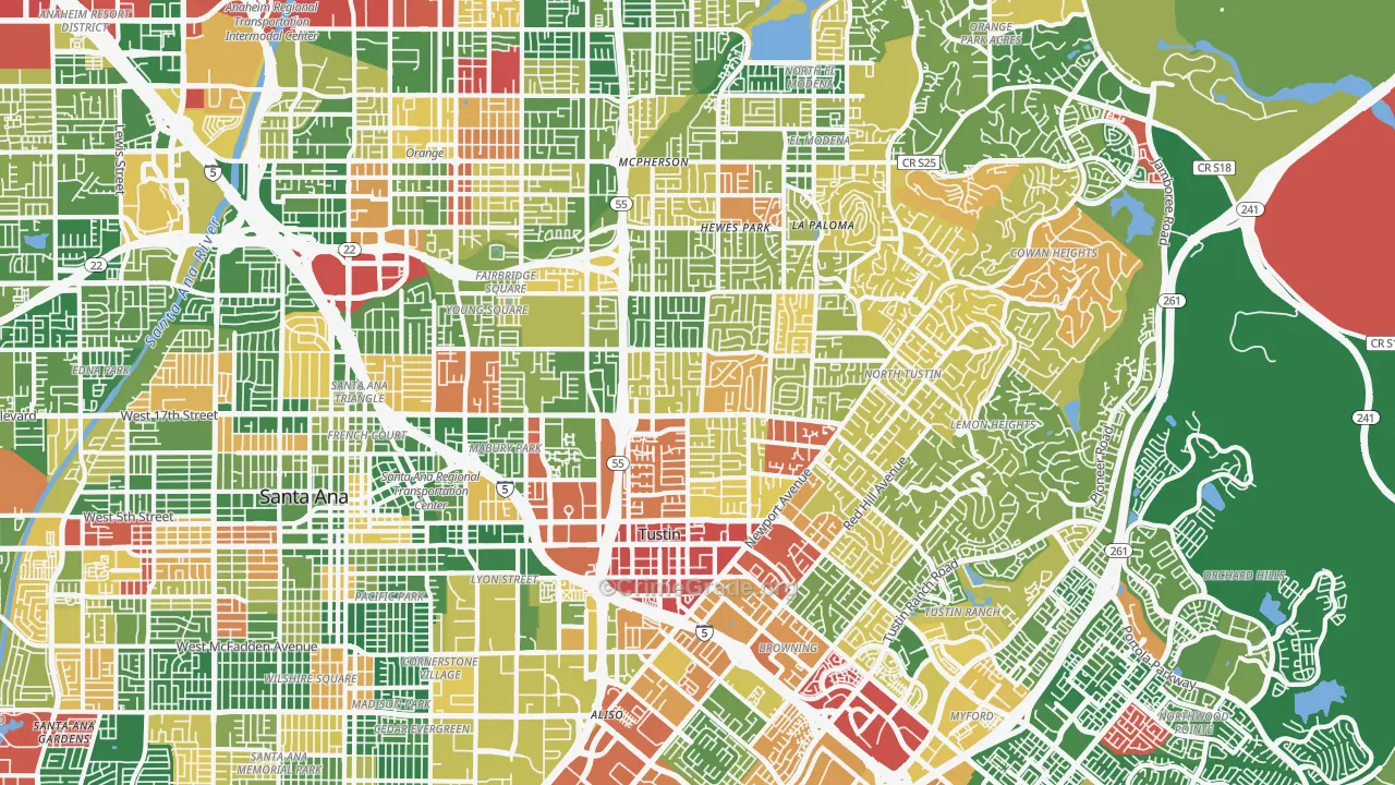 92705, CA Map of Theft Rates