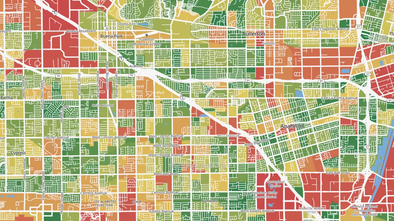 92801, CA Map of Theft Rates