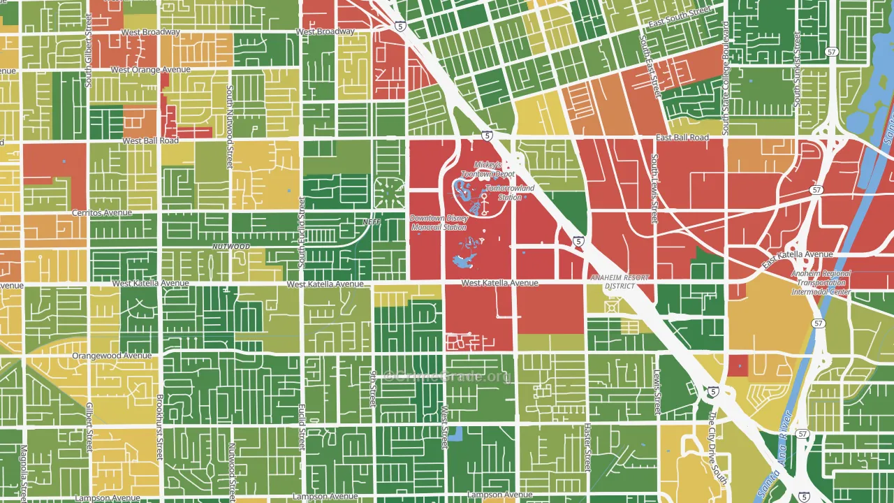 92802, CA Map of Theft Rates