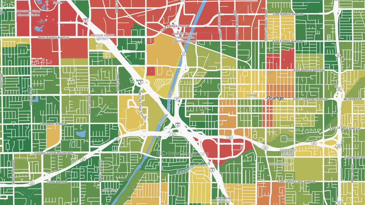 92868, CA Map of Theft Rates