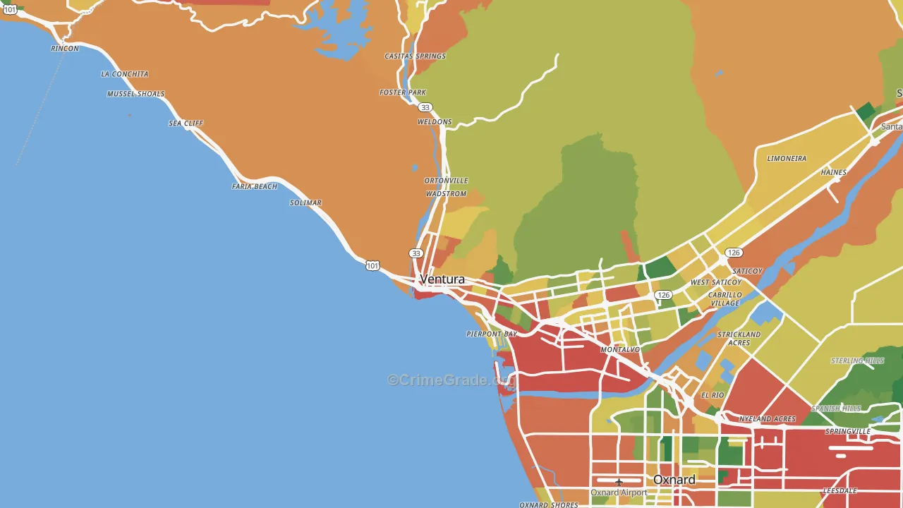 93001, CA Map of Theft Rates