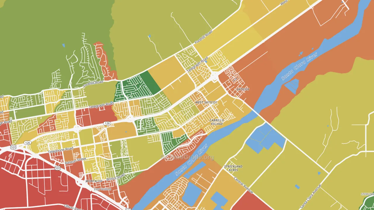 93004, CA Map of Theft Rates