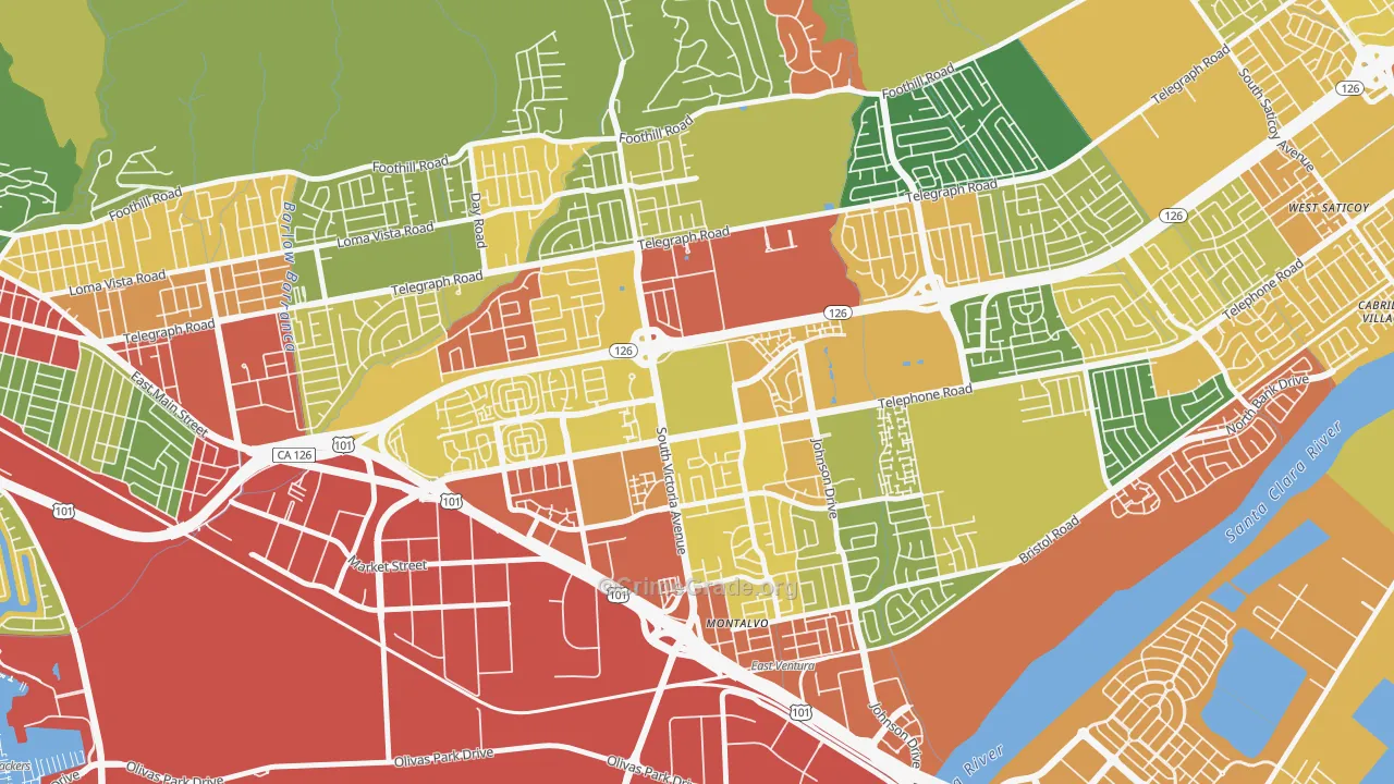 93009, CA Map of Theft Rates