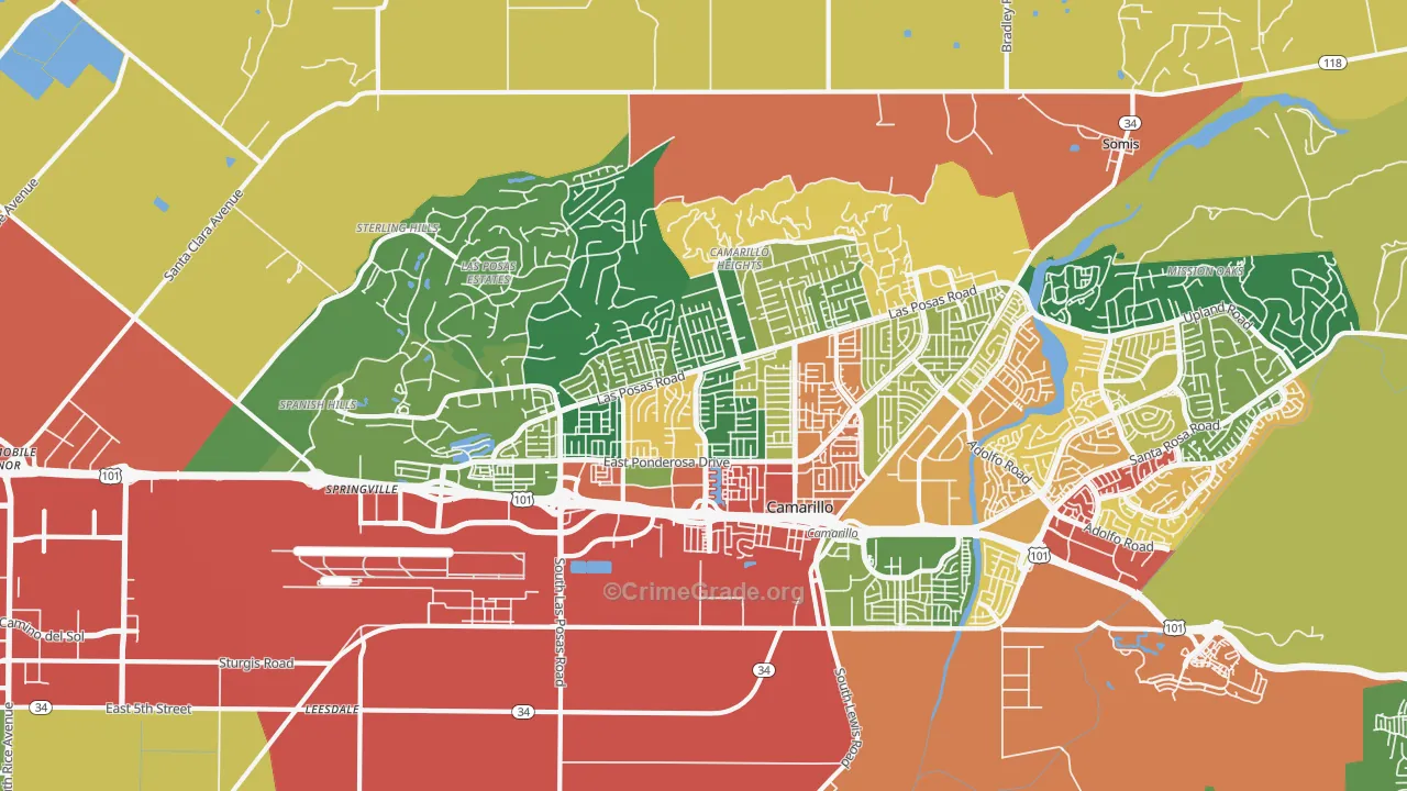 93010, CA Map of Theft Rates