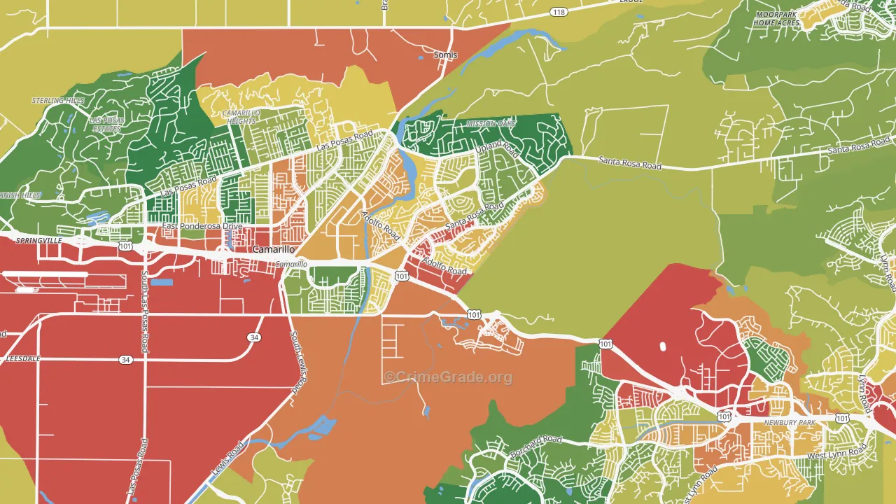 93012, CA Map of Theft Rates