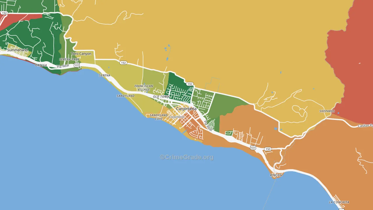 93013, CA Map of Theft Rates