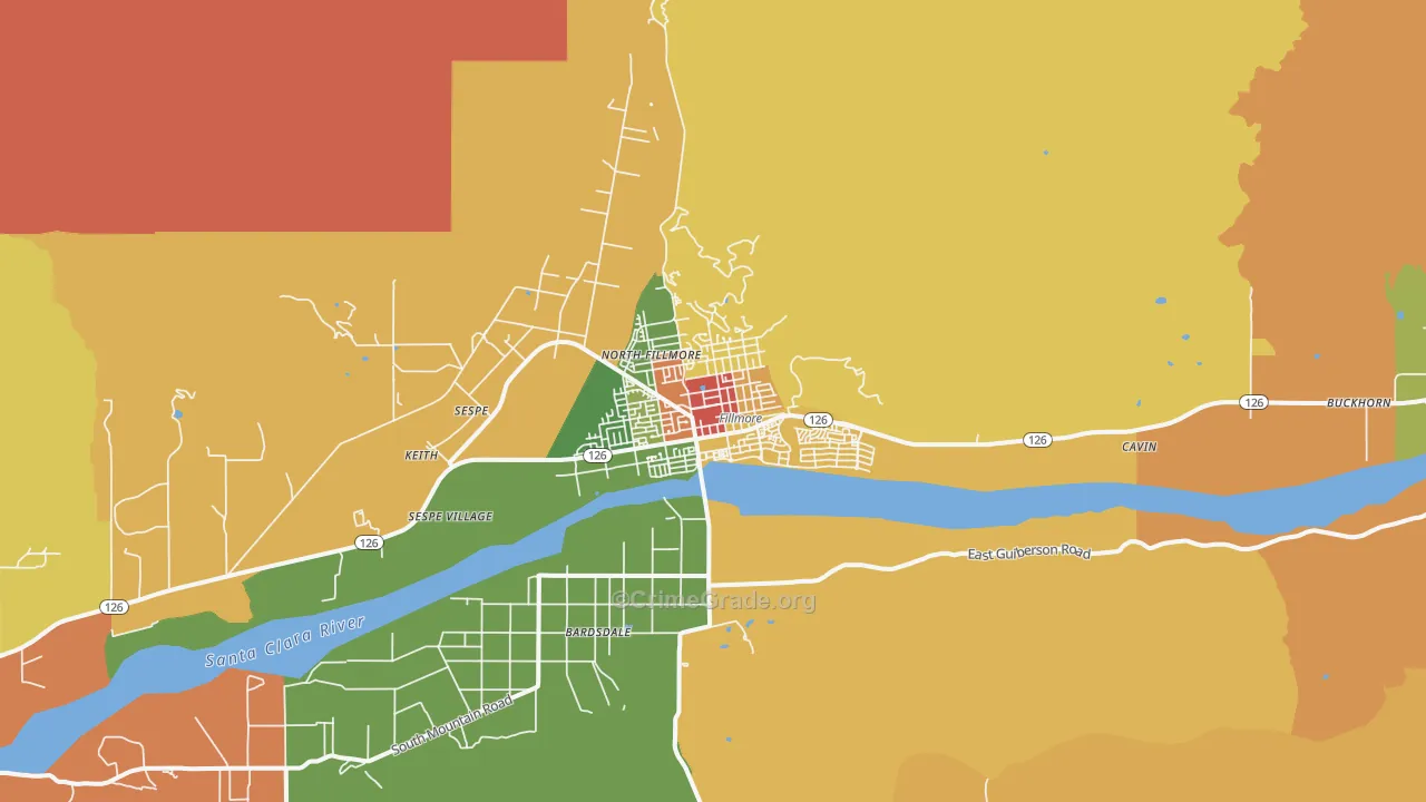 93015, CA Map of Theft Rates