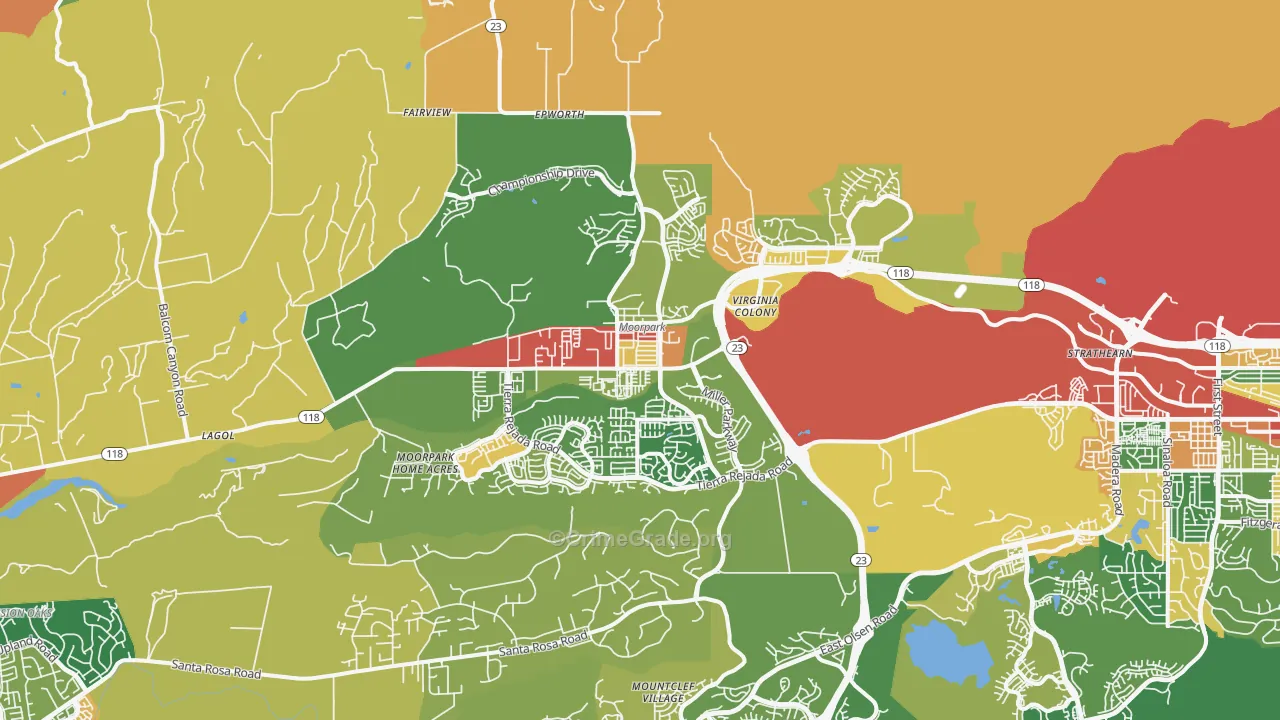 93021, CA Map of Theft Rates