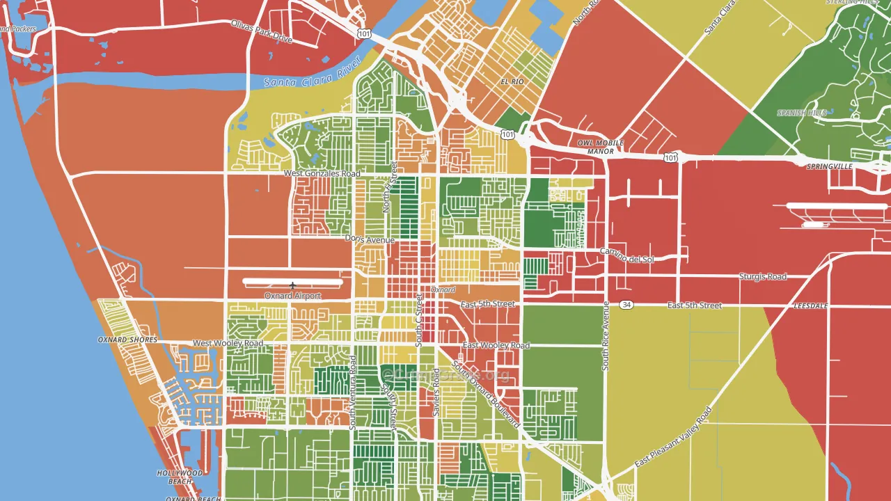 93030, CA Map of Theft Rates