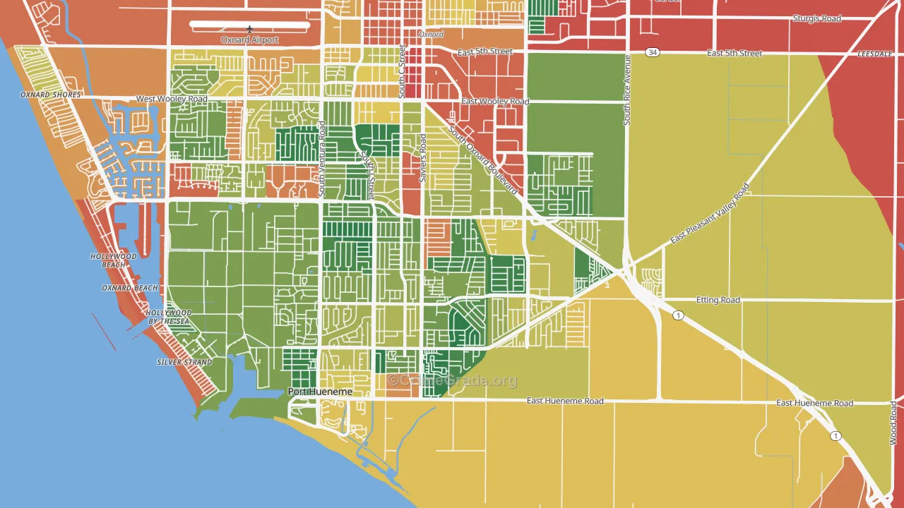 93033, CA Map of Theft Rates