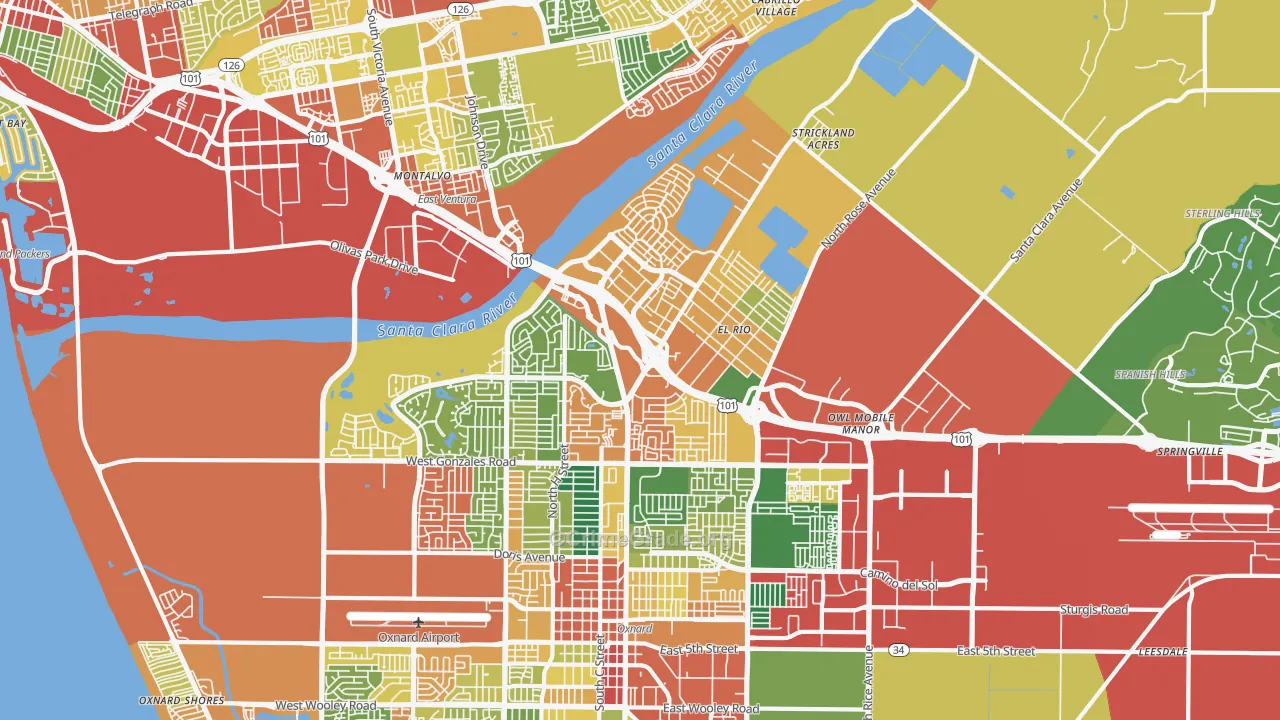 93036, CA Map of Theft Rates