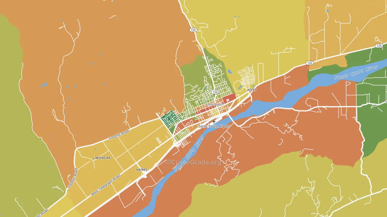 93060, CA Map of Theft Rates