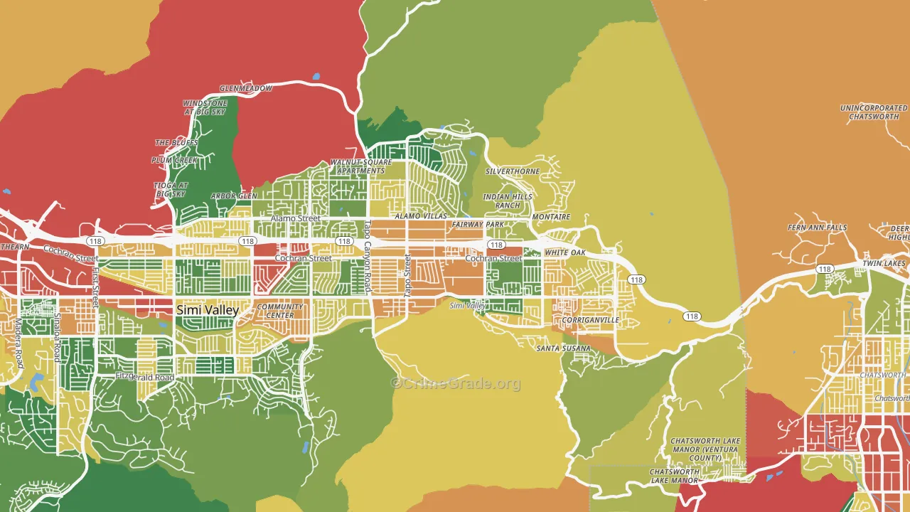 93063, CA Map of Theft Rates