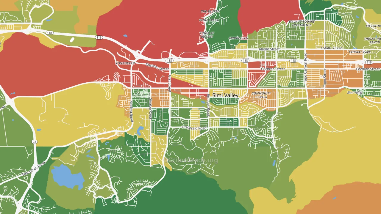 93065, CA Map of Theft Rates