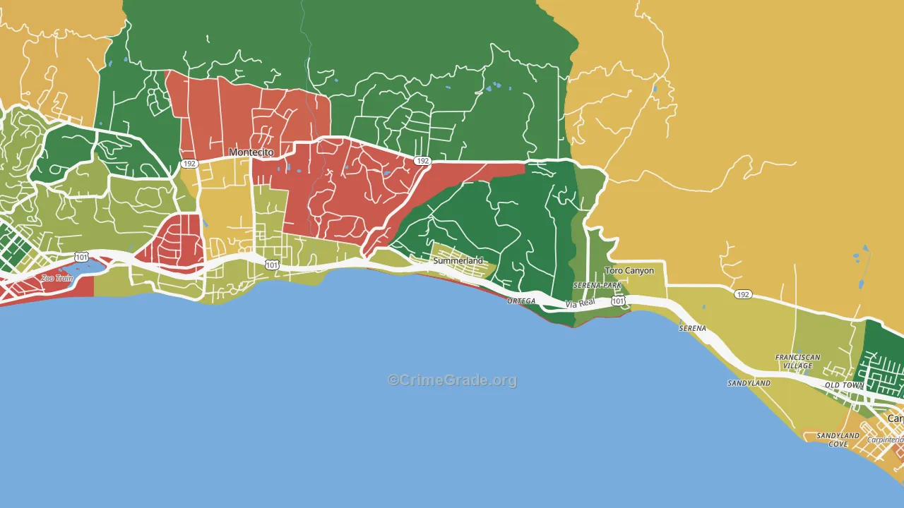 93067, CA Map of Theft Rates