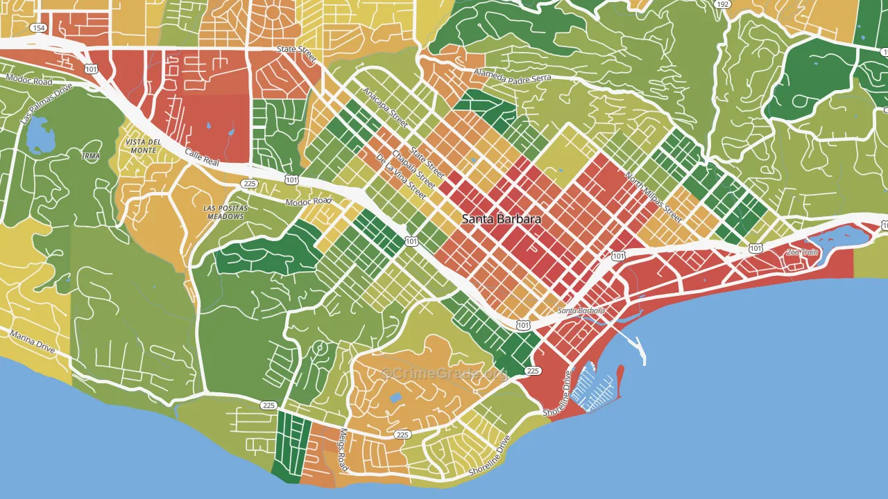 93101, CA Map of Theft Rates