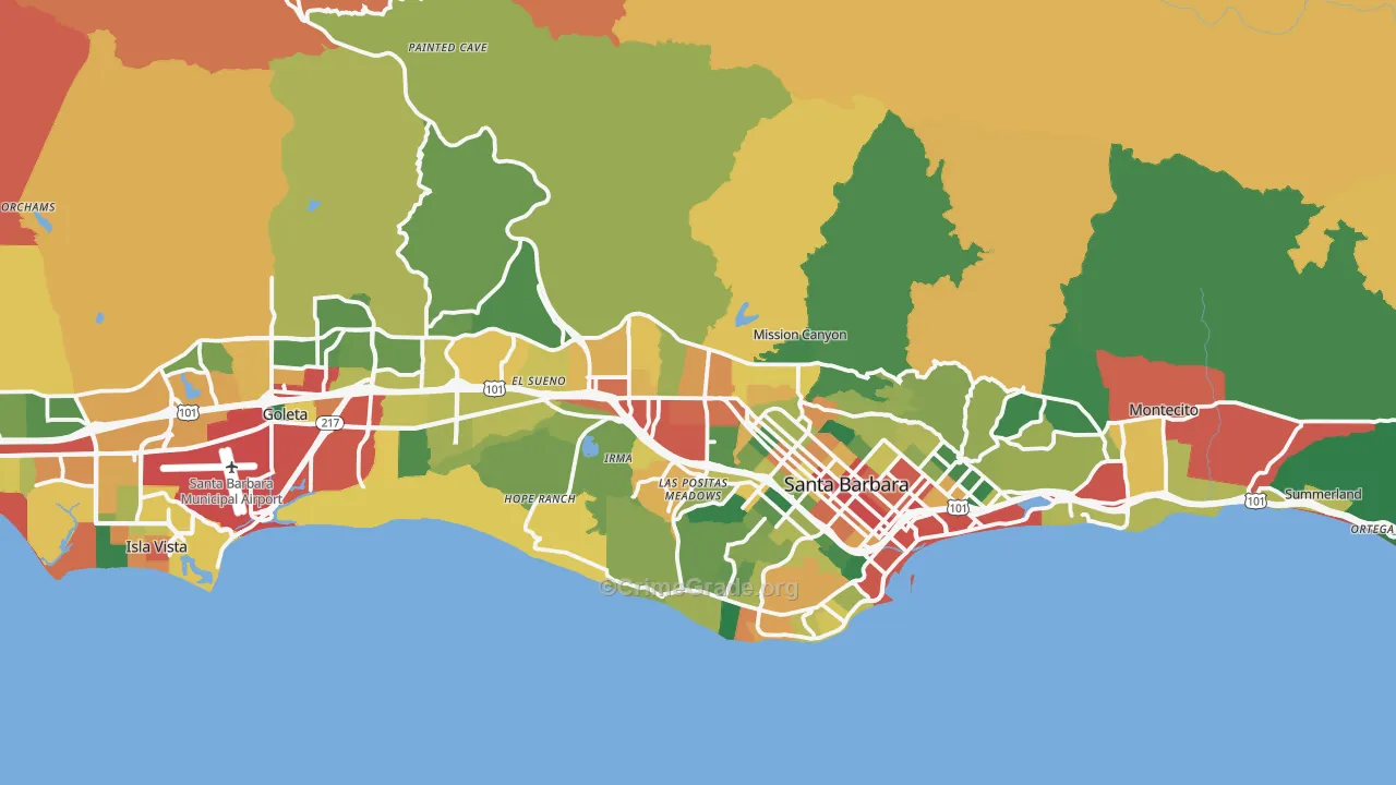 93105, CA Map of Theft Rates