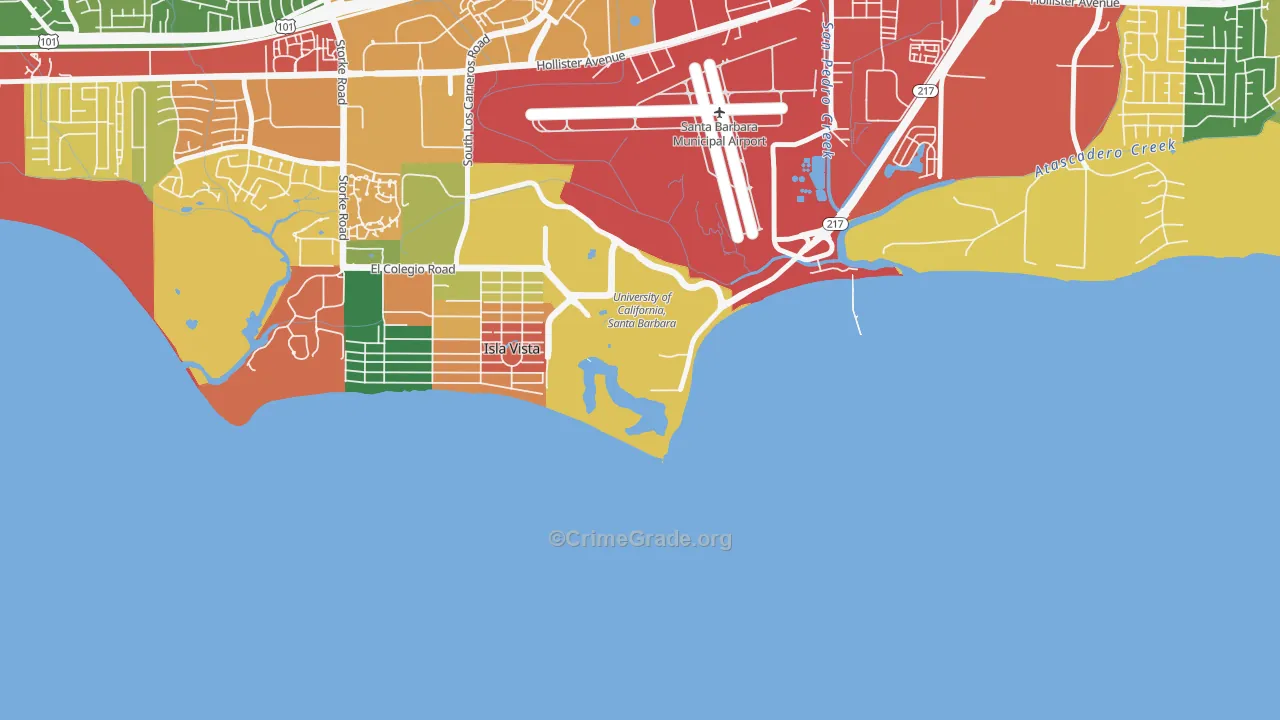 93106, CA Map of Theft Rates