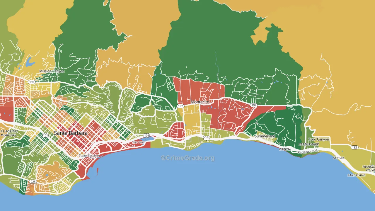 93108, CA Map of Theft Rates