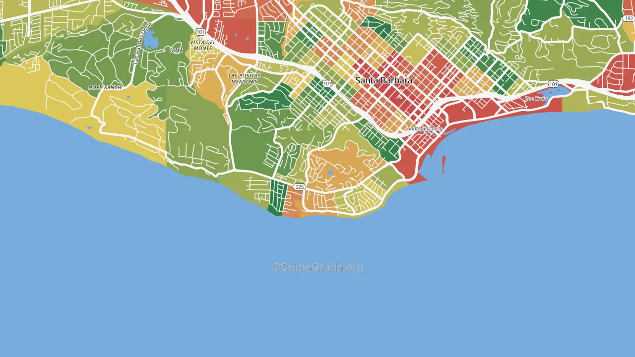 93109, CA Map of Theft Rates