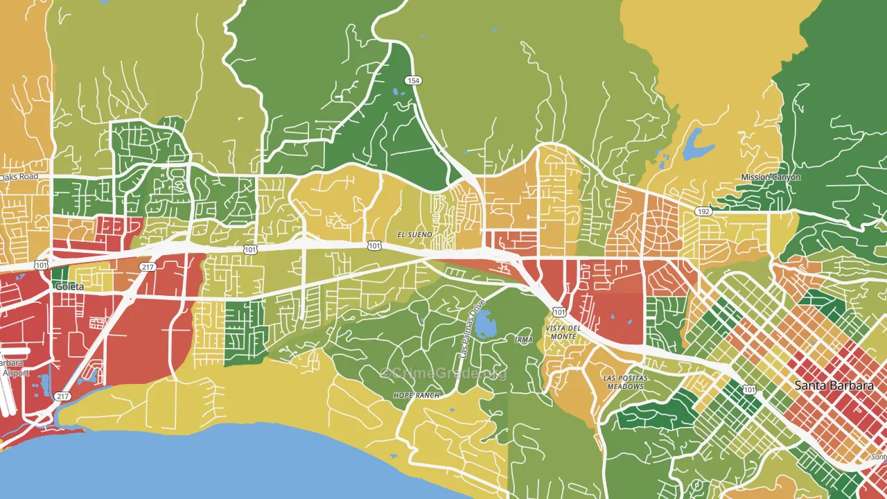 93110, CA Map of Theft Rates