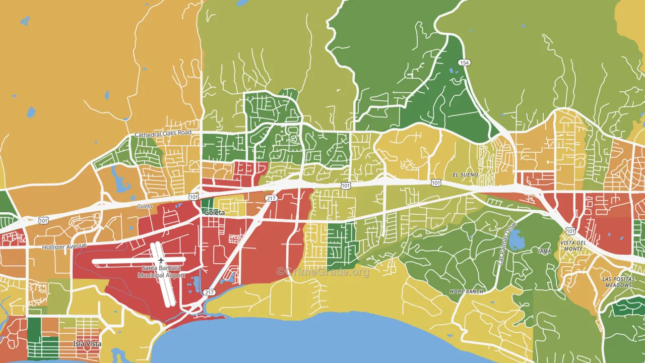 93111, CA Map of Theft Rates
