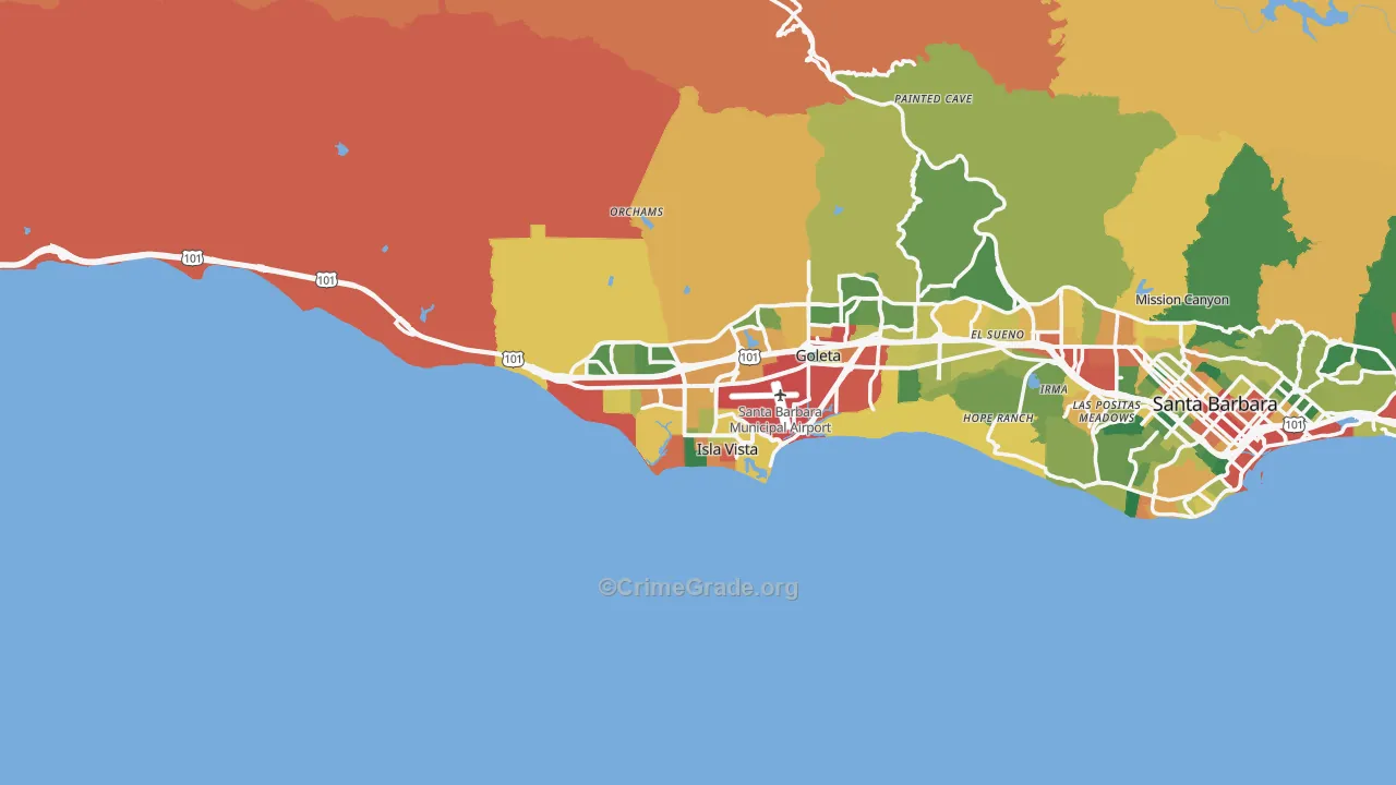 93117, CA Map of Theft Rates
