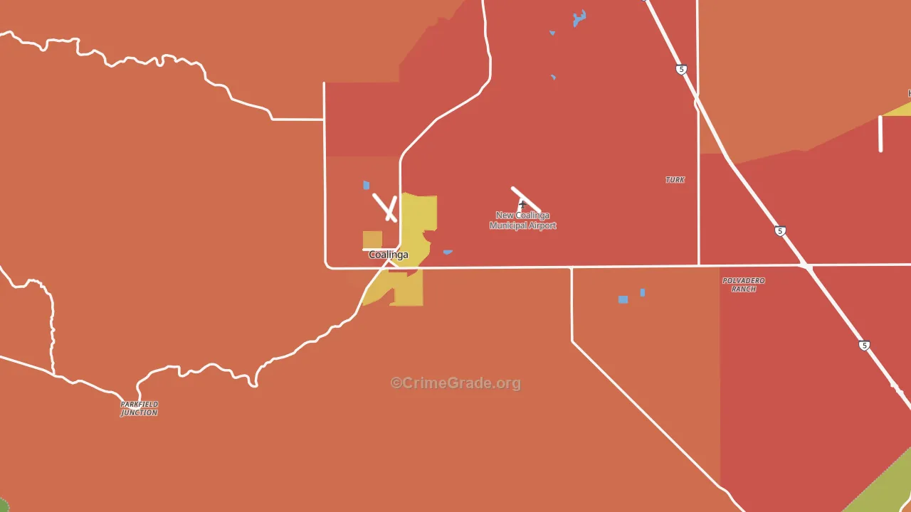 93210, CA Map of Theft Rates