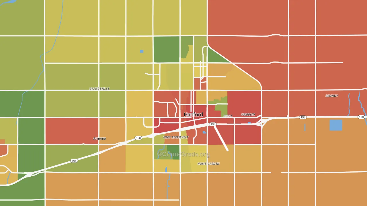 93230, CA Map of Theft Rates