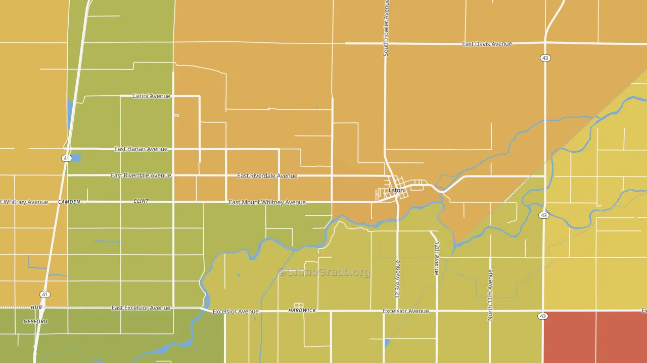 93242, CA Map of Theft Rates
