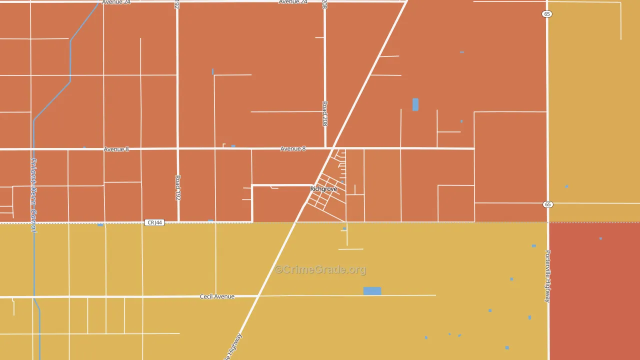 93261, CA Map of Theft Rates