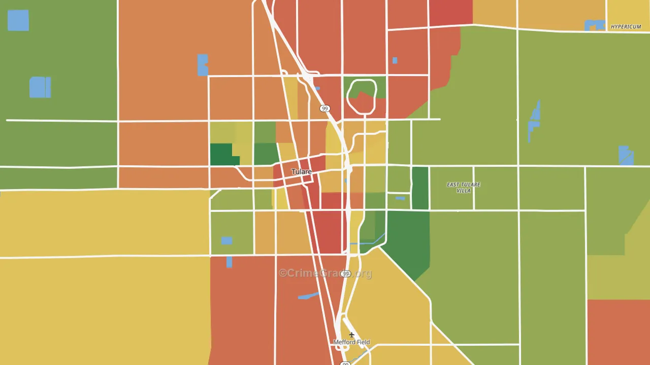 93274, CA Map of Theft Rates
